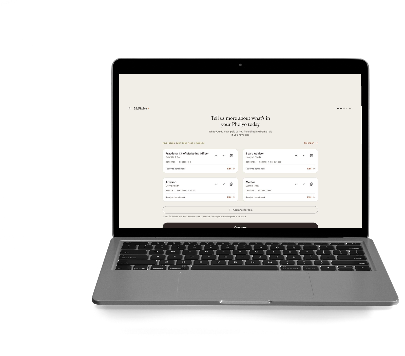 The Mapper open on a laptop, with every role added and the days, rate and sector recorded against each one